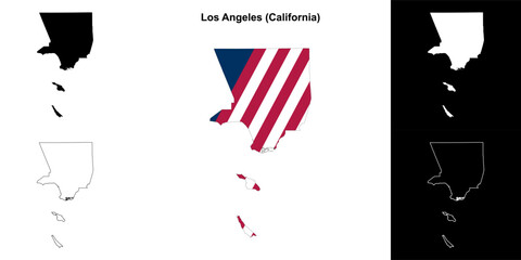 Los Angeles County (California) outline map set - obrazy, fototapety, plakaty