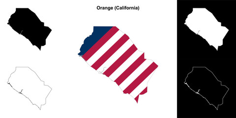 Orange County (California) outline map set - obrazy, fototapety, plakaty