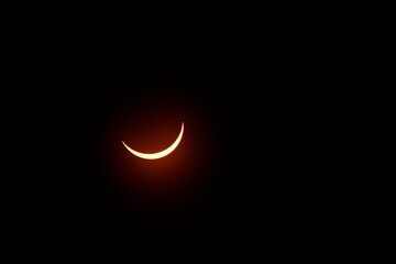 View of a Partial Solar Eclipse, After Third Contact, Sun Seen with Solar Filter, April 8, 2024, Dublin, Ohio