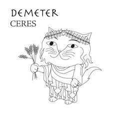 Cute cartoon illustration of cat Demeter