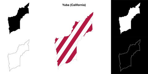 Yuba County (California) outline map set