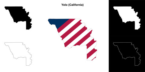Yolo County (California) outline map set