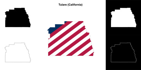 Tulare County (California) outline map set