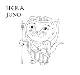 Cute cartoon illustration of cat Hera