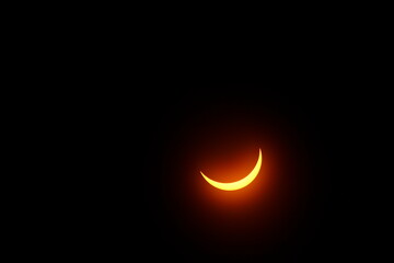 View of a Partial Solar Eclipse, After Third Contact, Sun Seen with Solar Filter, April 8, 2024, Dublin, Ohio
