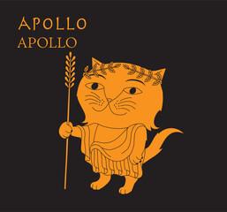 Cute cartoon illustration of cat Apollo
