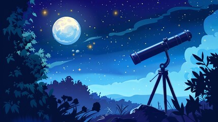 A telescope for looking at stars, planets, the Moon, and other objects in the sky - obrazy, fototapety, plakaty