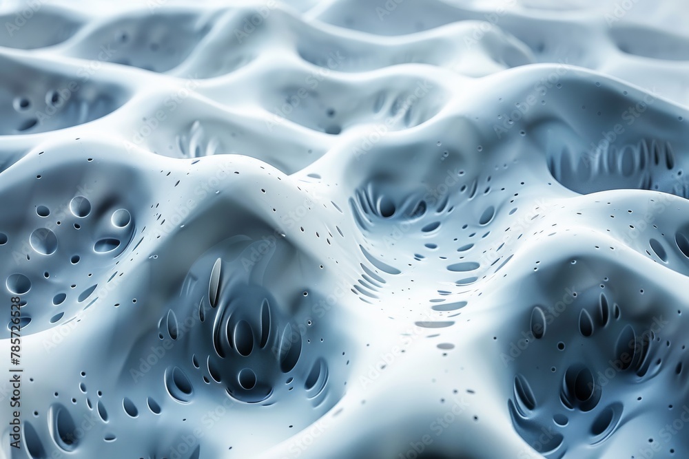 Poster a digitally created image featuring a smooth, white curvaceous surface with undulating wave patterns