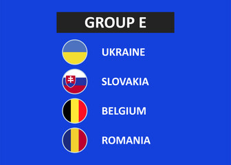 Group E of the European football tournament in Germany 2024. Vector illustration.