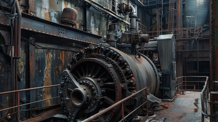 Fototapeta na wymiar Engine of an old Power Plant