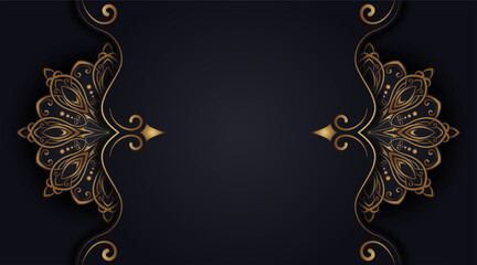 Luxury black background with ornamental mandala