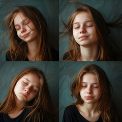 Collage of girl expressing different emotions