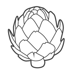 Linear icon of artichoke. Black and white vector illustration.