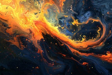 Witness the convergence of abstract art and the fiery brilliance of flames in a captivating digital artwork - obrazy, fototapety, plakaty