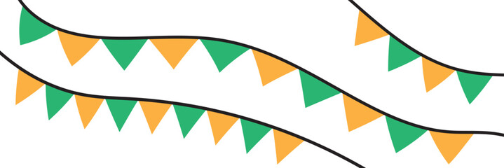 Carnival garland, birthday party decoration. Rainbow Pennant Banner Flags. Colorful multicolored triangular flags. Triangle flags template. 11:11