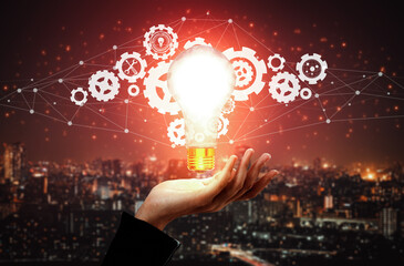 Innovation Technology for Business Finance Concept. Modern graphic interface showing symbol of...