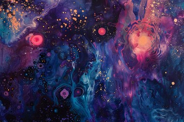 Dive into an interstellar dreamscape where abstract patterns dance amidst celestial wonders