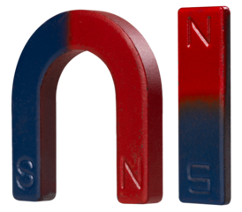 Magnet with two U and I-shaped poles. Isolated background.