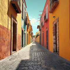 Fototapeta premium a Mexican street with vanishing point in the center