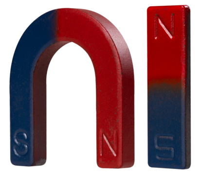 Magnet with two U and I-shaped poles. Isolated background.