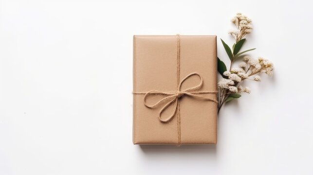 hemp string ribbon gift flatlay, ai