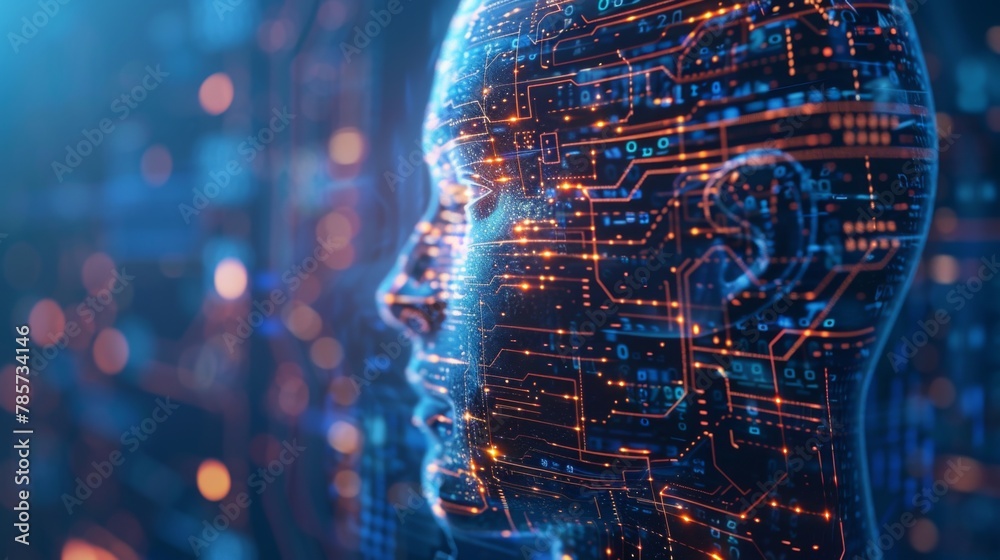 Poster digital human profile with circuit design