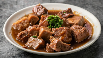 Delectable braised pork belly chinese cuisine