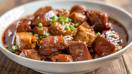 Delicious braised pork belly chinese dish