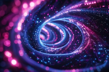Abstract background filled with neon lights and swirling vortexes