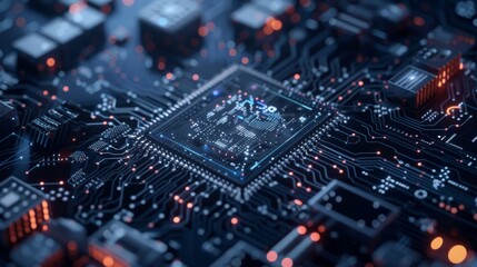 Close-Up View of Circuit Board and Microchip Technology
