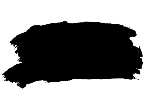 Czarna plama farby akrylowej pociągnięcie pędzla izolowane na białym tle