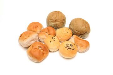 白背景の様々なパン