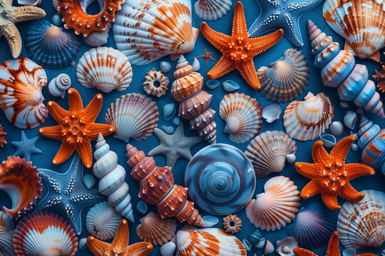 Seashells background pattern