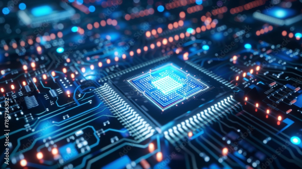 Aufkleber Close-up View of Advanced Microprocessor on Circuit Board