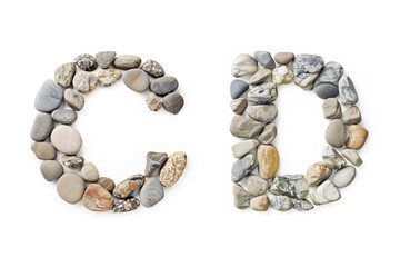 Stone Letters "C" and "D"  Isolated on White Background
