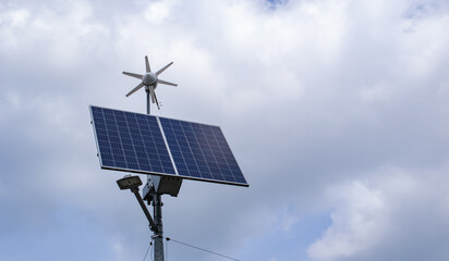 Modern street lighting field with solar photovoltaic panel