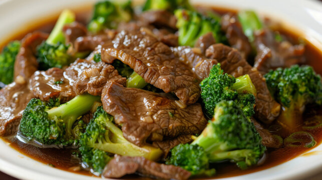 Savory beef and broccoli stir-fry dish
