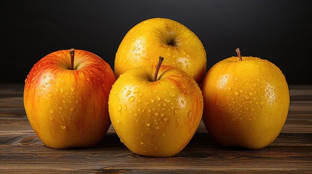 apples on a wooden table photo UHD Wallpaper