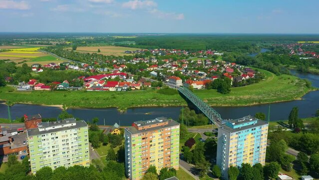 Panorama Bridge River Odra Olawa Rzeka Aerial View Poland