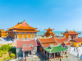 Aerial photography of Luojia Temple, Haitian Buddhist Kingdom, Shishi City, Quanzhou, Fujian, China - obrazy, fototapety, plakaty