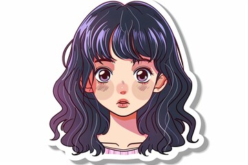 A drawn sticker with an anime girl. Isolate on a white background.