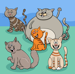 happy cartoon cats and kittens animal characters