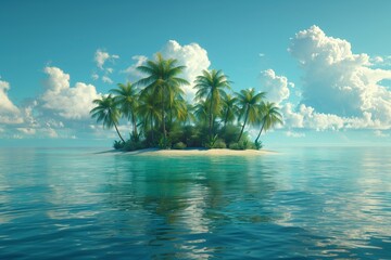 Panoramic view of a tranquil tropical island