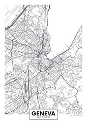 City map Geneva, detailed urban planning travel vector poster design - 785738333