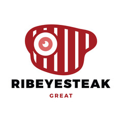 Ribeye Steak Icon Logo Design Template