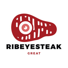 Ribeye Steak Icon Logo Design Template