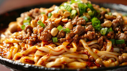 Authentic chinese noodles with ground meat