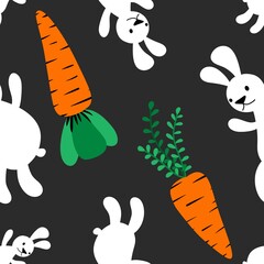 Easter animals seamless rabbit and carrot pattern for wrapping paper and fabrics and linens and kids clothes print