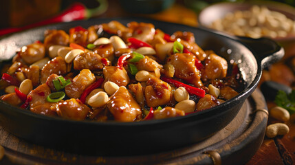 Spicy kung pao chicken with peanuts