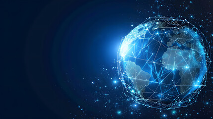 Digitally connected globe, symbol for technological evolution